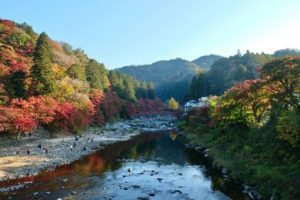 Korankei Valley in Aichi Prefecture is a famous autumn destination.