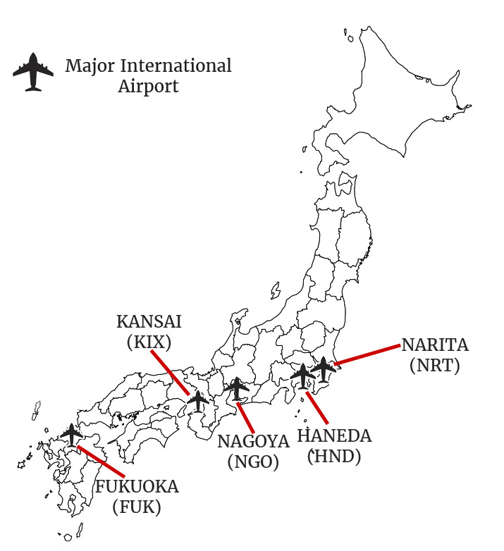 Getting to Japan, international Airports in Japan