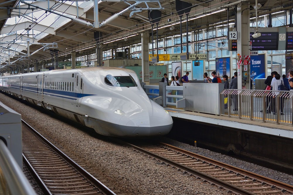 The bullet train luggage area is a great place to store luggage in Japan while you are travelling long distances