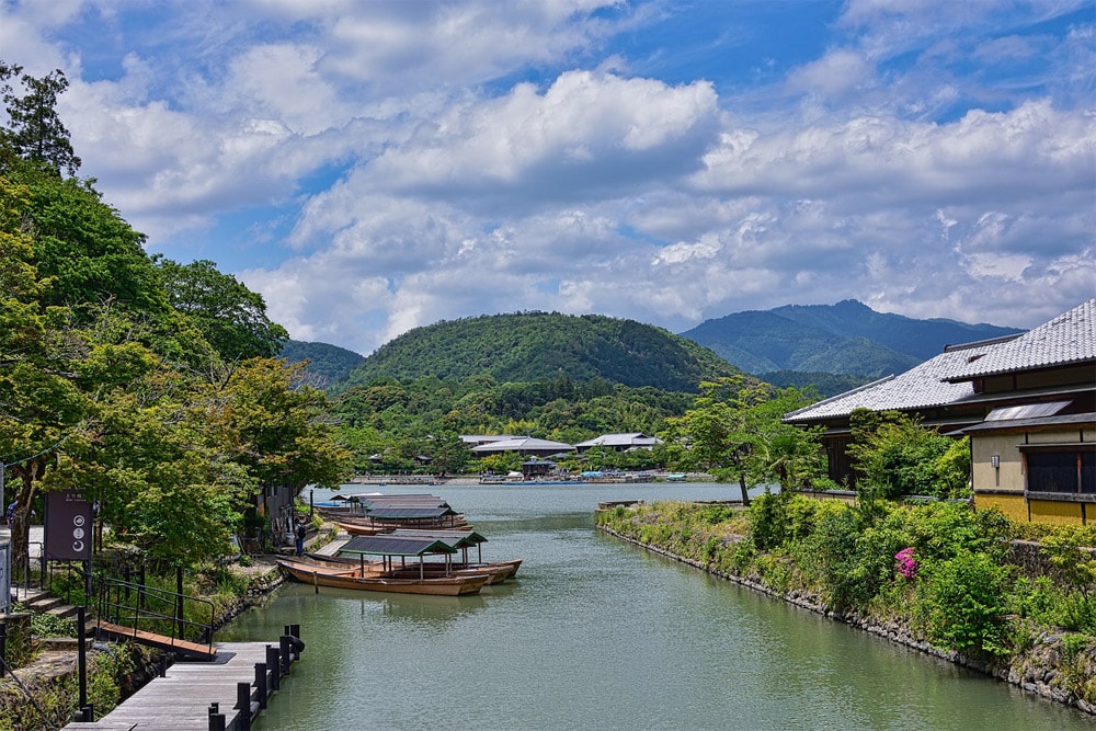 Katsura River in Kyoto Prefecture on a fair day