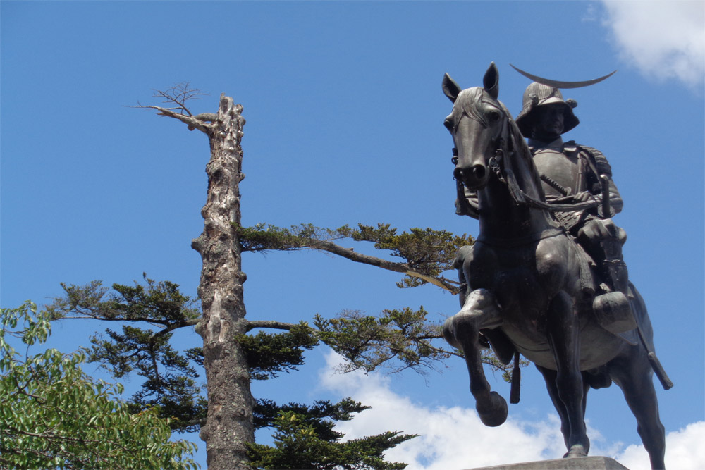 statue at Aoba Castle in Miyagi Prefecture Japan