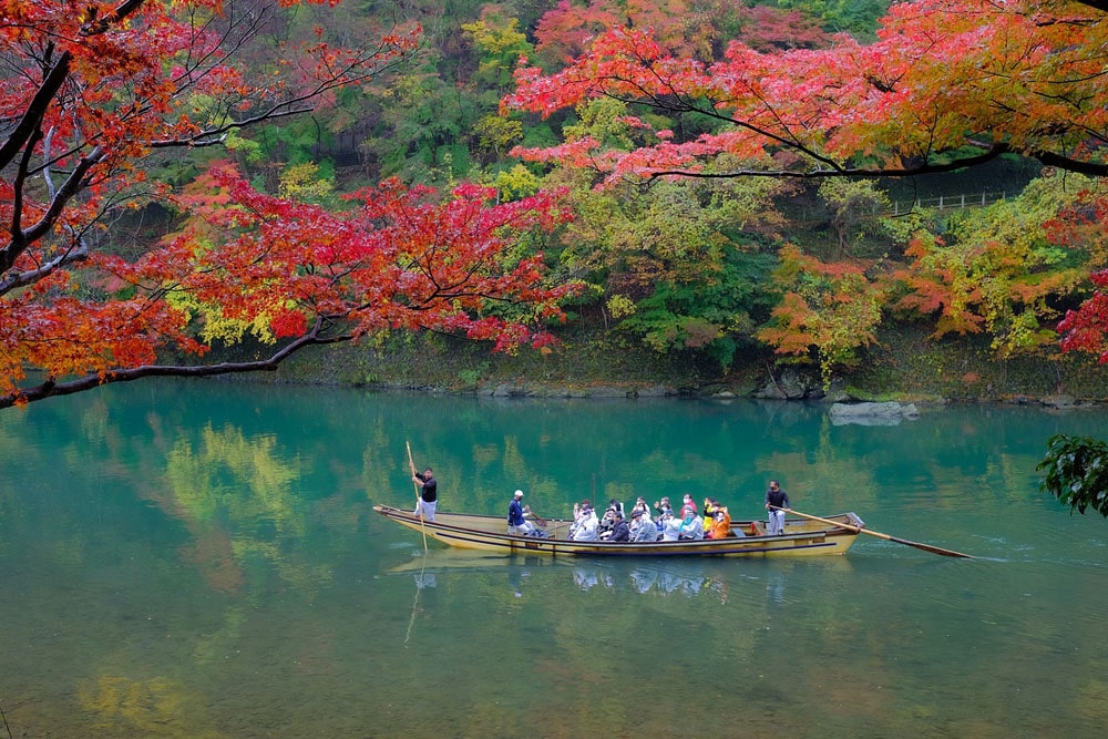 Katsura River in Kyoto during the autumn