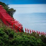 Motonosumi Inari Shrine in Yamaguchi Prefecture has 123 bright red torii gates that line the hillside path, Yamanashi prefecture