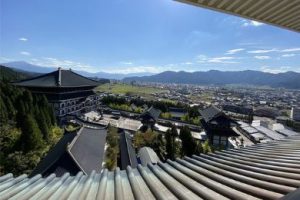 Echizen Daibutsu is a modern termple, with an impressive Buddha statue within, and beautiful exterior architecture. Fukui prefecture.