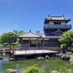 Ikeda Castle ruins park on a clear blue day