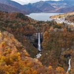 Kegon Falls, Tochigi Prefecture, with Lake Chuzenji in the background.