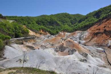 View of the main area of Jigokudani Hell Valley