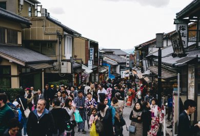 Tourists exploring Japan,It's important to learn travel etiquette in Japan to help you travel Japan without causing issues