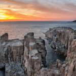Tojinbo Cliffs at sunset