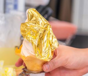 Gold leaf covered Ice cream, popular in Kanazawa