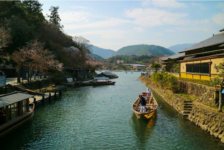 The end point of the Hozugawa River boat ride, in Arashiyama