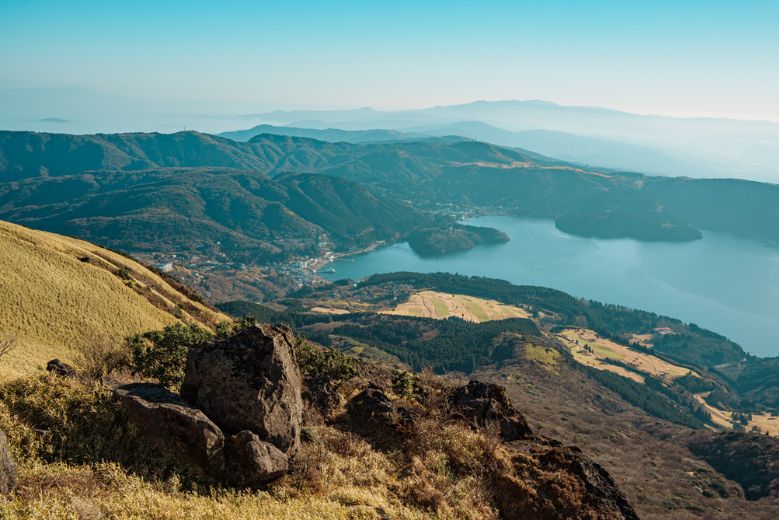 View of Hakone, and Lake Ashinoko from the top of the Komagatake Ropeway